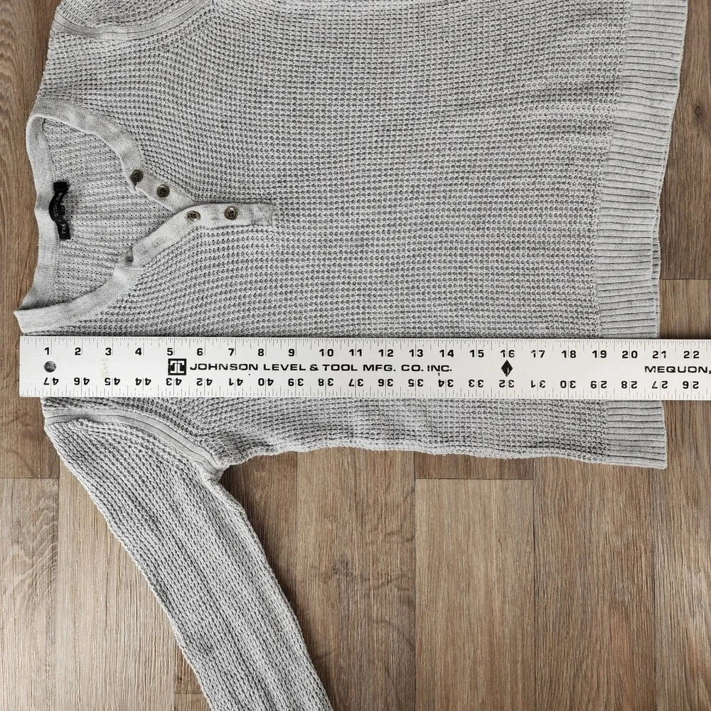 Rag & Bone JEAN Womens XS Heather Gray Waffle Knit Henley Thermal Sweater‎ Top